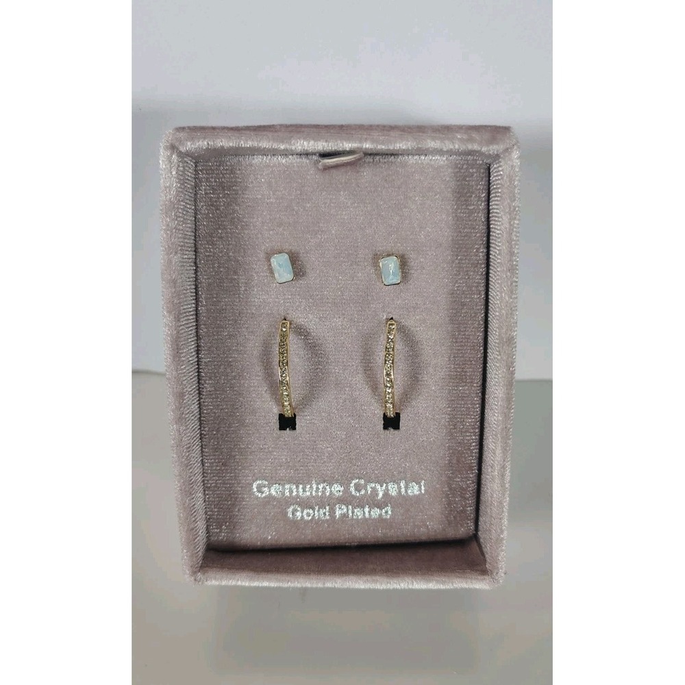 City X City Gold Plated Genuine Crystal Earring Set Of 2